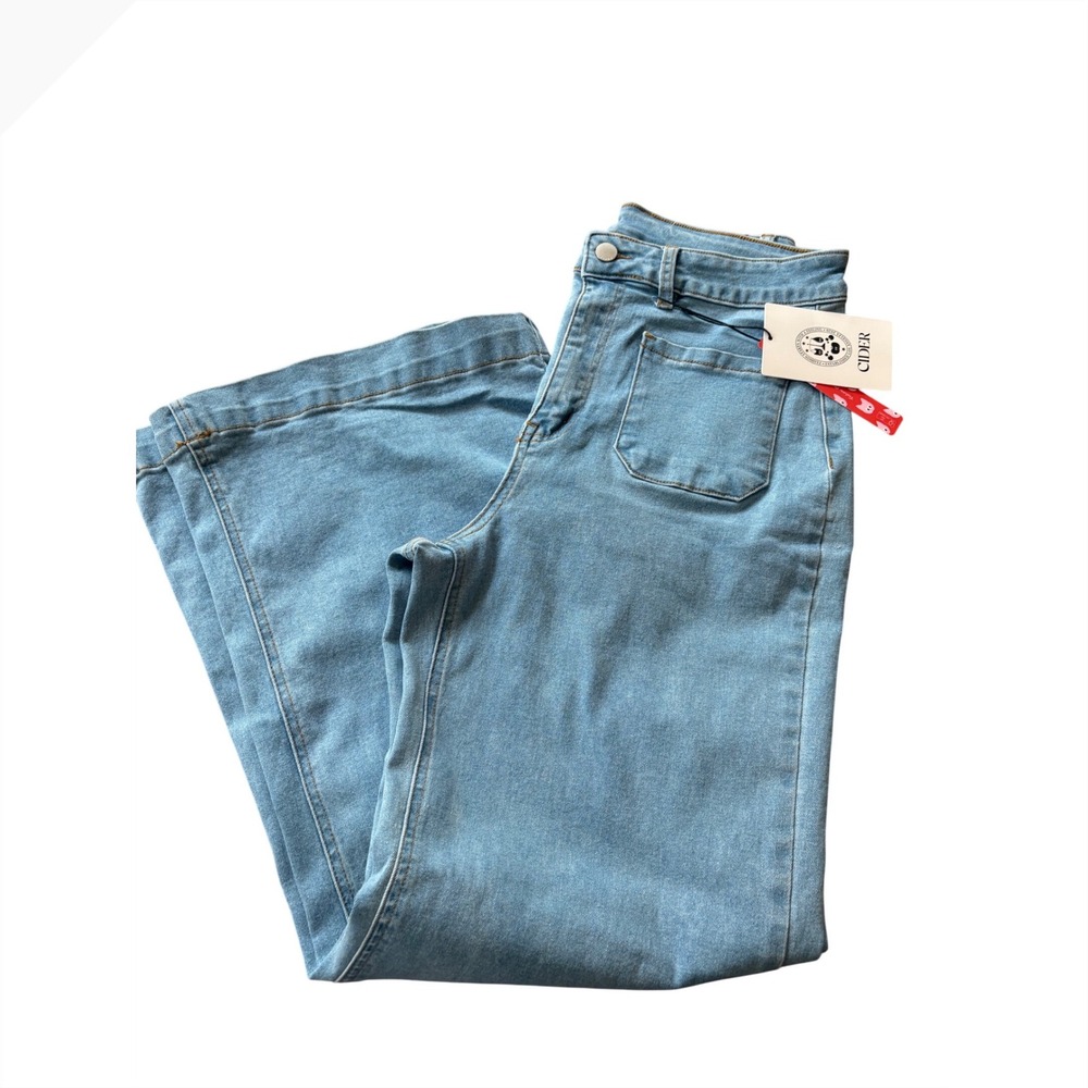 Cider Denim Women Light Wash Wide Leg Jeans High Waisted Size M NWT